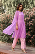 Lilac & Baby Pink Sequin Detailed Georgette Kurta-Pant Set